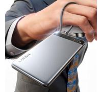 LISEN Slim Power Bank with Built in Cable 22.5W, 10000mAh Powerbank Fast Charging Portable Charger USB C,Alloy CCC Certified Power Bank Christmas for Gifts for Samsung Xiaomi 17, iPhone 17/16 Pro Max