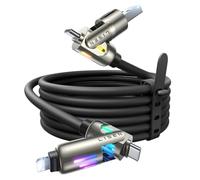 LISEN USB C Cable 3FT for Samsung Charger Type C, 4 in 1 Charging Cable with Light, Multi Charging Cable for iPhone 16 15 14 Pro Max/MacBook/iPad Pro/SamSungS25, All Devices, Black