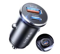 LISEN USB C Car Phone Charger Adapter 69W [All Metal&Smallest] Cigarette Lighter USB Charger Fast Charge Car Charger USB C 12V USB Socket for iPhone 17 Pro Max Air 16 15 14 Samsung Galaxy S25 iPad Pro