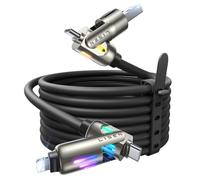 LISEN USB C to Lightning Cable, 240W 4 in 1 Charging Cable 10FT, Chubby USB A/C to C/Lightning with Light for iPhone 16e 16 15 14 Pro/MacBook/iPad/Samsung S25/Switch, Multi Chargers for All Devices