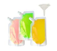 lisetar 10 Packs Clear Drink Pouches 500ml with Caps and Funnel for Festivals,Leak Proof Alcohol Juice Liquid Pouches, Beverage Bags, Plastic Hip Flask for Parties, Picnic, Travel, Sports (10, 500ML)