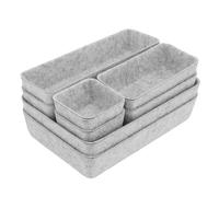 lisetar Felt Drawer Organiser Set of 8 Pcs, 4 Sizes Desk Drawer Organiser Trays for Makeup, Stationery & Accessories, Soft Anti-Slip Drawer Organizer for Home Office Bedroom - Grey