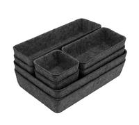 lisetar Felt Drawer Organiser Set of 8 Pcs, 4 Sizes Desk Drawer Organiser Trays for Makeup, Stationery & Accessories, Soft Anti-Slip Drawer Organizer for Home Office Bedroom - Dark Grey