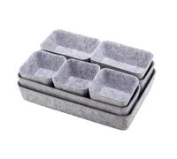 lisetar Felt Drawer Organiser Trays 8 Pack - Rectangular Stackable Desk Organizer Boxes for Home Office, Cosmetics Storage | Space Saving Dividers (Grey)