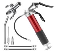lisetar Grease Gun - 8000 PSI Heavy Duty Grease Gun Flexible Hose, Manual Gun Grease, Reinforced Coupler, Metal Pipes, Nozzles for Automotive & Machinery Maintenance