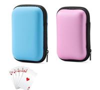 lisetar Playing Card Case for UNO, Card Game Holder, Portable Storage Box, Blue and Red, 2 Pieces (Blue and Pink)
