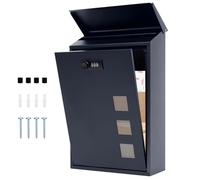 lisetar Post Box Wall Mounted, Steel Mail Box with Combination Lock - Weather-Resistant, 3 Viewing Windows, Rain Cover, Lockable for Outside, 40 x 25 x 10 cm (blue)