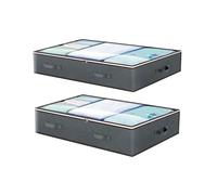 lisetar Underbed Storage Boxes, 90L Foldable Organisers with Reinforced Handles & Clear PVC Window, 100x50x18cm, Dustproof, Moisture-Resistant for Bedding, Clothes & Seasonal Storage