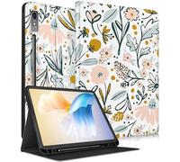 LISEVO for Lenovo P12 and Xiaoxin Pad Pro 12.7" Case - Women Teen Girls Design Folio Cover With Pencil Holder, Auto Wake/Sleep for Tab P12 12.7 Inch 2023, White Flower