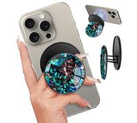 LISEVO Magnet Phone Grip Compatible with MagSafe - Magnetic Cell Phone Grip Stand Magnet Removable Kickstand Finger Ring Holder Magnetic Accessories for iPhone 17/16/15/14/13/12 Series Cute Blue Green