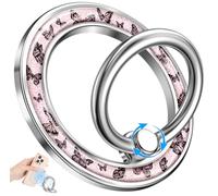 LISEVO Magnetic Phone Ring Holder Compatible with MagSafe - Cell Phone Grip Magnet Removable Finger Ring Grip Stand Cute Girly Kawaii Design for iPhone 17 Pro Max 16 15 14 13 12 Series Butterfly