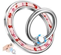 LISEVO Magnetic Phone Ring Holder Compatible with MagSafe - Cell Phone Grip Magnet Removable Finger Ring Grip Stand Cute Girly Kawaii Design for iPhone 17 Pro Max 16 15 14 13 12 Series Bow Cherry