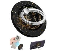 LISEVO Phone Ring Holder Compatible with MagSafe - Magnetic Phone Grip for Women Cute Removable Finger Ring Grip Stand Adjustable Accessories for iPhone 16 15 14 13 Pro Max Plus, Sun Moon