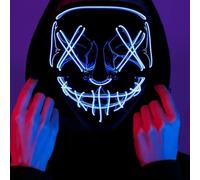 LISGO Halloween Masks, LED Purge Mask, Light Up Mask, Scary Masks with 3 Lighting Modes, Rave Face Masks Costume for Halloween Christmas Carnival Festival Cosplay Party (Blue)