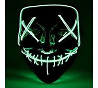 LISGO Halloween Masks, LED Purge Mask, Light Up Mask, Scary Masks with 3 Lighting Modes, Rave Face Masks Costume for Halloween Christmas Carnival Festival Cosplay Party (Green)