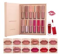 Lishang 12 Colours Waterproof Durable Matte Liquid Lip Gloss Matte Lipstick Set Liquid Lipstick Women Non-Stick Cup Cosmetic Make Up Lipstick Liquid Girls Birthday Gift