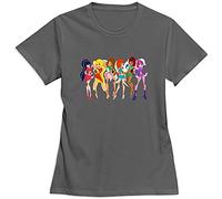 lishen Crew Neck Women's Winx Club Retro T Shirt Grey M