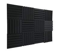 Lisher 12 Piece Acoustic Foam Panels, High Density Corner Tiles, Acoustic Padding for Sound Insulation or in the Studio, 30 x 30 x 5 cm