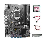 Lisher B75 8GPU Mining Motherboard+CPU+ Cable+Switch Cable LGA1155 8USB Support 2XDDR3 MSATA B75 USB Miner Motherboard