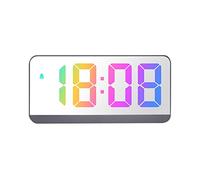 Lisher Teperature Digital Alarm Clock with Voice Control Date Snooze Night Mode Table Clock 12/24H Function at Night LED Clock, Grey