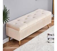LISHEUK Flip Bench, moderner Samt-Aufbewahrungshocker, rechteckiger, mit Knöpfen getufteter Flip-Schlafzimmerhocker, Wohnzimmer-Fußhocker für den Eingangsbereich des Schlafzimmer