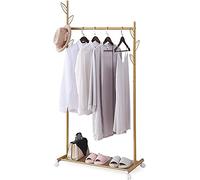LISHEUK Nordic 2in1 Metal Clothing Rack with Shelves & 7 Hooks Rolling Garment nizer on Wheels Modern Clothes Stand for Home & Retail (100 cm)