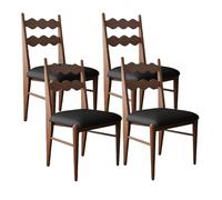 LISHEUK Vintage Solid Wood Dining Chair, Cotton & Linen Upholstered, Ash Legs, Two Fabric Options for Living Room or Bedroom, Walnut & Black Finish, Stylish Home Furniture