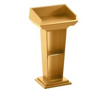 LISHEUK Wooden Podium Stand Lectern with Storage Stable Standing Design for Churches Office School Sturdy & Wide Base Aesthetically Pleasing Pulpit (Gold)