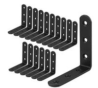LISHINE 16 PCS Black L Brackets for Wood, 4" x 4" Corner Bracket Heavy Duty L Corner Brace Metal Right Angle Brackets for Shelves, Furniture, Bedframe, Cabinet, Drawer, Chair, Thickness 3MM