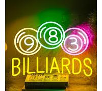 LISIGNVE Billiards Neon Sign Pool Balls Neon Light Wall Decor Dimmable Billiards Led Signs for Pool Room,Game Room,Bar,Man Cave, Home Decor（16.9’’X11.8’’）