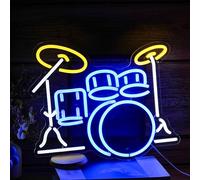 LISIGNVE Drum Kit Neon Sign, Neon Light Sign, Led Neon Light for Wall, USB Powered Led Neon Signs for Live Music, Music Studio, Party Decoration