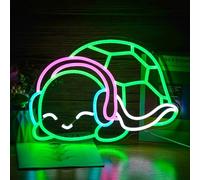 LISIGNVE Turtle Neon Sign Led Green White Pink Neon Light Art Turtle Wall Light Up Sign Dimmable Neon Sign For Bedroom Bar Man Cave Club Party Wall Decor Gift（16.2’’X11.4’’）