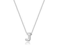 Lisitine Bubble Initial Necklace Dainty Silver Letter Necklace Silver Plated Cute Name Choker Necklace for Women Trendy Silver Personalized Jewelry Gifts for Women Girls, 2XL, Brass, No Gemstones