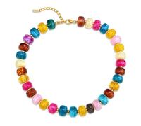 Lisitine Chunky Beaded Necklaces for Women Trendy, Colorful Boho Resin Statement Necklace Bead Choker Summer Beach Jewelry Vacation Gifts Accessories, 16''+2'', Resin, No Gemstone