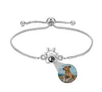 Liskanap Custom Photo Bracelet Personalised Paw Projection Bracelet with Pet Picture Inside, Magnify Memory Photo Bracelets, Hidden Secret Photo Bracelet for Women Silver Rose Gold Black