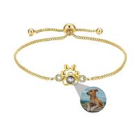 Liskanap Custom Photo Bracelet Personalised Paw Projection Bracelet with Pet Picture Inside, Magnify Memory Photo Bracelets, Hidden Secret Photo Bracelet for Women Silver Rose Gold Black