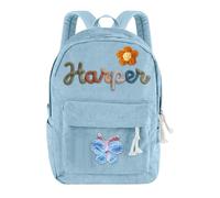 Liskanap Personalised Backpack for Girls Boys Toddler, Customised Kids Backpack with Name, Embroidered Corduroy Back to School Bag Gifts for Children Nursery Primary (Blue)