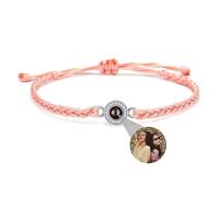 Liskanap Photo Bracelet Personalised Custom Round Projection Bracelet with Picture, Magnify Memory Photo Bracelets, Hidden Secret Photo Bracelet for Women Friendship Adjustable Black White