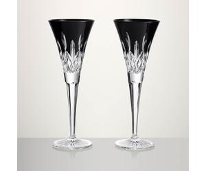 Lismore Black Champagne Flute, Set of 2
