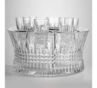 Lismore Diamond Vodka Set with Chill Bowl, Shot Glasses & Silver Insert