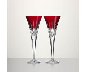 Lismore Red Toasting Flute 170ml Set of 2