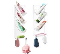 Lisol Rust Proof Shower Caddy 2 Pack, Bathroom Storage Organiser Adhesive, Shower Caddy Organizer, No Drilling, Neat and Tidy Bath Shelf for Everything (Clear)