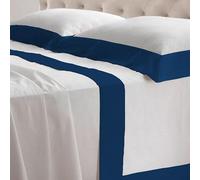 Lisola Double Bed Sheet Set, Cotton and Satin, 1 Flat Sheet 250 x 290 cm + 1 Fitted Sheet 180 x 200 x 30 cm + 2 Pillowcases 80 x 50 cm, Made in Italy, Pattern: Diamond, Navy Blue