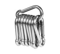 LISOPO 10pcs 4*40mm Stainless Steel D-Shape Carabiner Hooks, Heavy Duty, Max. 80kg, Spring Loaded Gate, Multifunctional, Ideal for Hammocks, Camping, Hiking