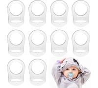 LISOPO Pack of 12 transparent silicone button rings, silicone ring for dummies, baby dummy holder, clip adapter, dummy holder for baby dummy chains