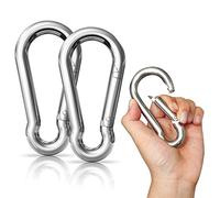 LISOPO Super Large Carabiner Hooks Stainless Steel 10 x 100 mm with Snap Fastener Durable Carabiner Hook Premium Quality Steel for All Lifting Straps and Handles with One Eyelet Pack of 2