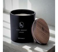 Lissi Aroma London,Premium Oud & Vanilla Hand Poured Scented Candles, 220 g | 50Hour Burn, Highly Scented, Natural Soy Candles | with Matte Black Glass jar with Natural Wooden lid