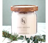 Lissi Aroma London, Premium Pine & Eucalyptus Soy Candles Gifts for Men Strong, 1 Wick 320g 80 H Sceted Candles Gifts for Women, Luxury Glass Jar Scented Candles for Home Scented, Non Toxic Candles