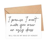 LissiArt97 I Promise I Won't Make You Wear An Ugly Dress - Will You Be My Maid Of Honor? Card - Wedding Card - Maid Of Honor Card - Gift For Maid Of Honor From Bride - Funny Card Maid Of Honor