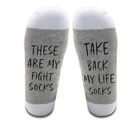 LissiArt97 These Are My Fight Socks - Take Back My Life Socks - Cancer Survivor Socks - Breast Cancer Gift - Chemo Gifts - Encouraging Socks For People With Cancer, Grey, Medium